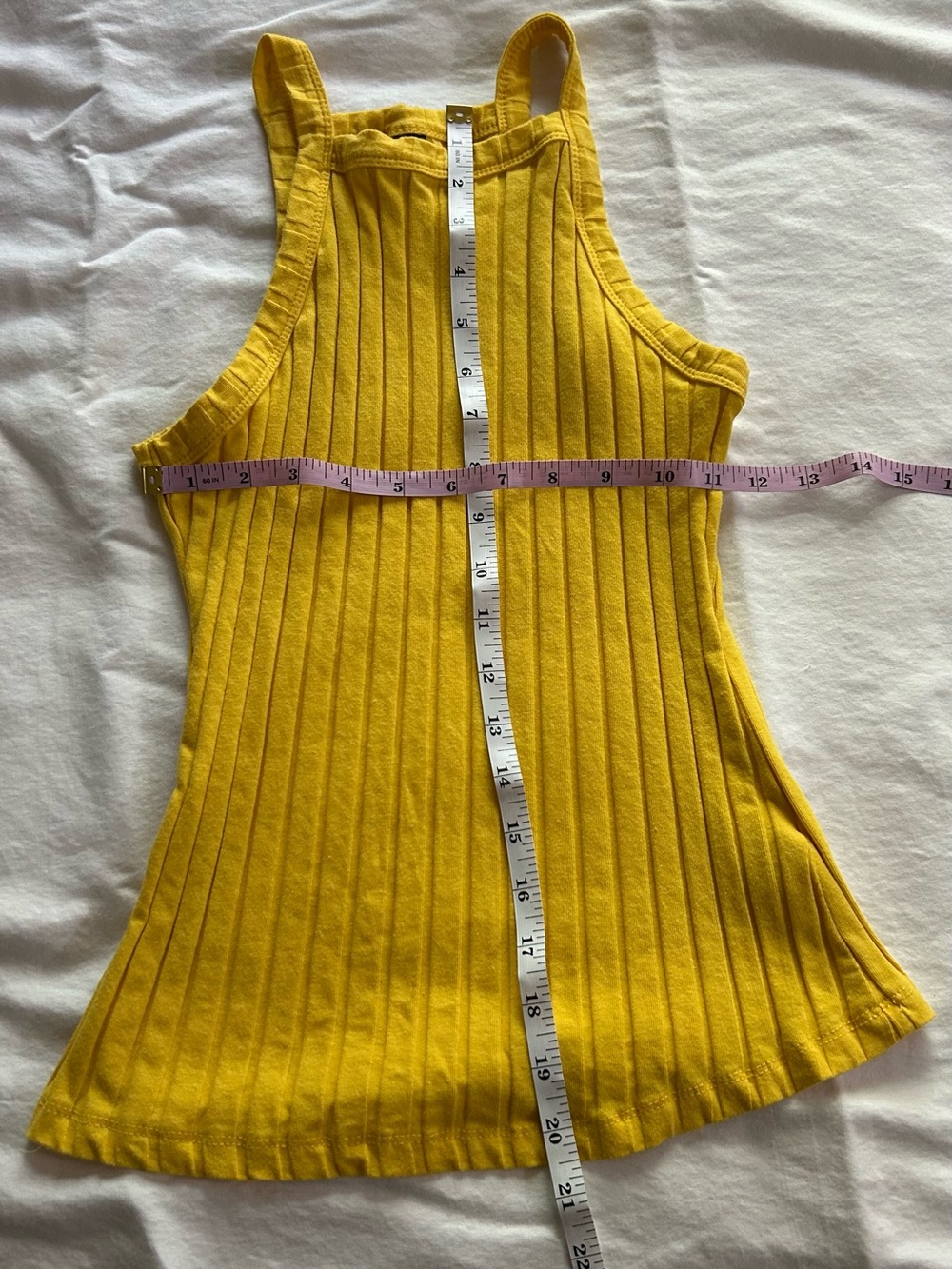 SHEIN Bright Yellow Ribbed Tank Top - Racerback
